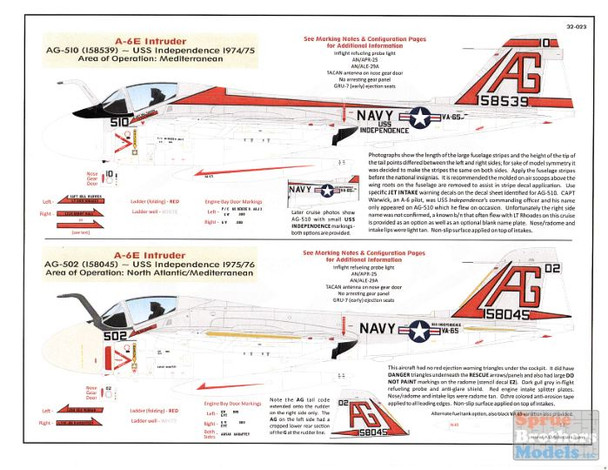 AOA32023 1:32 AOA Decals - US Navy A-6A A-6E Intruder in the Vietnam War & the Cold War - VA-65 Tigers Part 1