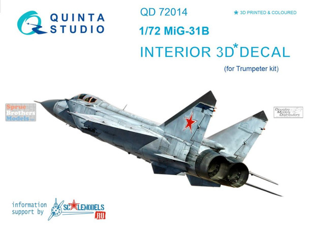 QTSQD72014 1:72 Quinta Studio Interior 3D Decal - MiG-31B Foxhound (TRP kit)