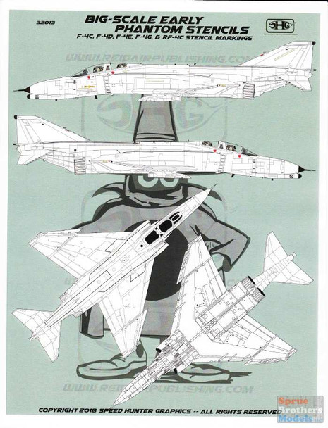 RAPSH32013 1:32 Speed Hunter Graphics - F-4C F-4D F-4E F-4G RF-4C Phantom II 'Big Scale Early Phantom Stencils' Markings