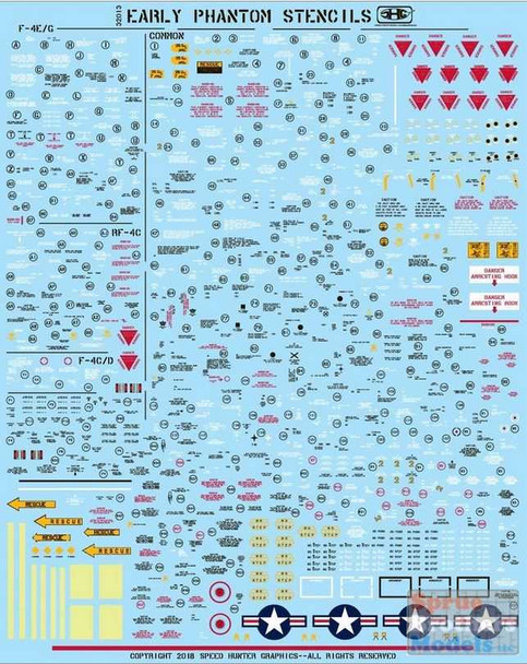 RAPSH32013 1:32 Speed Hunter Graphics - F-4C F-4D F-4E F-4G RF-4C Phantom II 'Big Scale Early Phantom Stencils' Markings