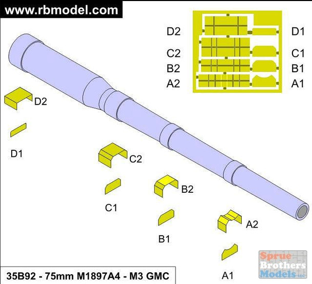 RBM35B092 1:35 RB Model Gun Barrel - 75mm M1897A4 for M3 GMC Halftrack