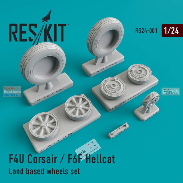 RESRS240001 1:24 ResKit F4U Corsair / F6F Hellcat Land-Based Wheels Set
