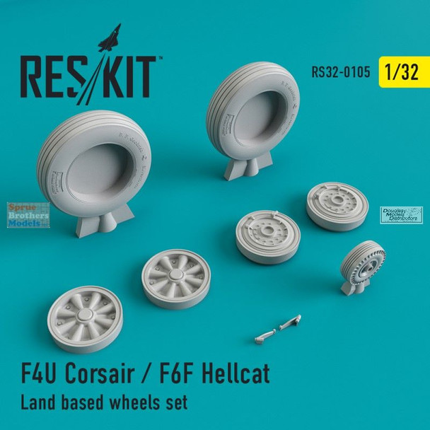 RESRS320105 1:32 ResKit F4U Corsair / F6F Hellcat Land-Based Wheels Set