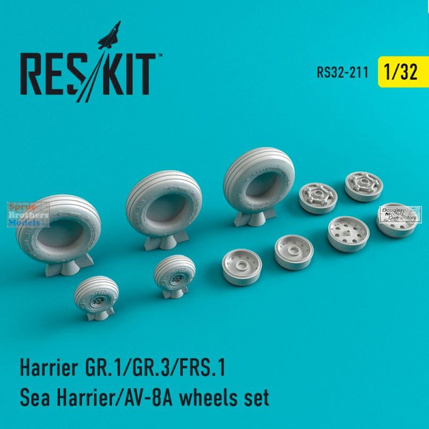 RESRS320211 1:32 ResKit AV-8A Harrier GR.1 GR.3 FRS.1 Sea Harrier Wheels Set