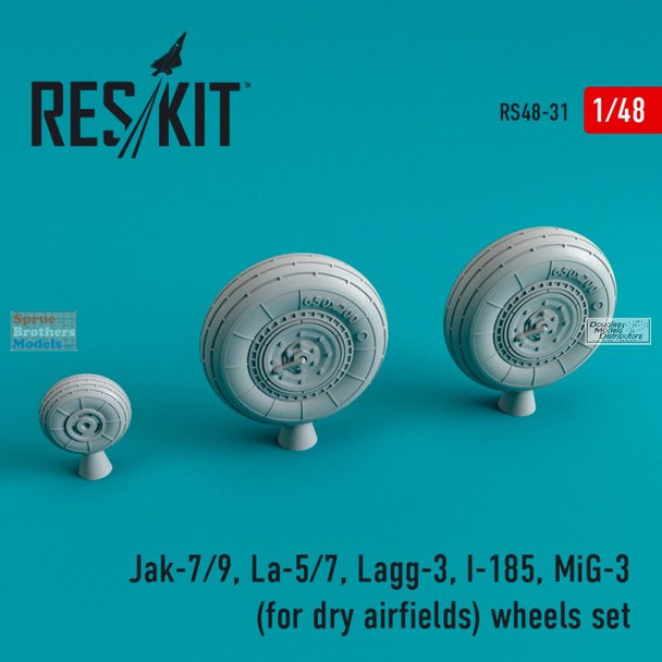 RESRS480031 1:48 ResKit Jak-7 Jak-9 La-5 La-7 Lagg-3 I-185 Mig-3 For Dry Airfields Wheels Set