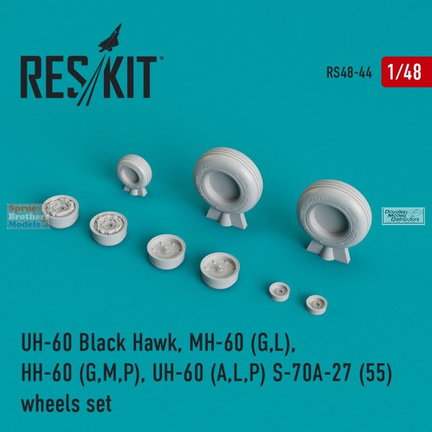 RESRS480044 1:48 ResKit UH-60 MH-60 HH-60 Black Hawk Wheels Set