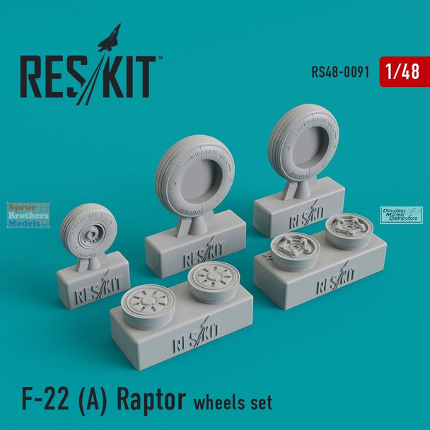 RESRS480091 1:48 ResKit F-22A Raptor Wheels Set