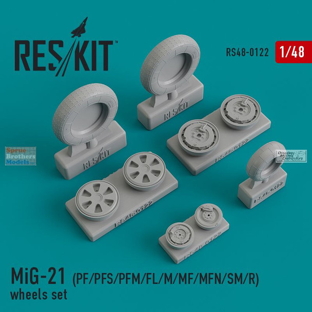 RESRS480122 1:48 ResKit MiG-21PF MiG-21PFS MiG-21PFM MiG-21PL MiG-21M MiG-21MF MiG-21MFN MiG-21SM MiG-21R Fishbed Wheels Set