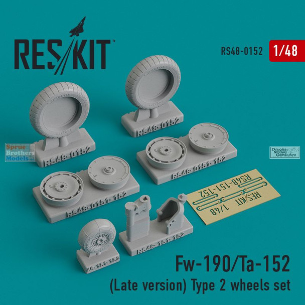 RESRS480152 1:48 ResKit Fw190 Ta152 Late Type 2 Wheels Set