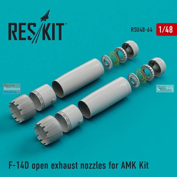 RESRSU480064U 1:48 ResKit F-14D Tomcat Open Exhaust Nozzles (AMK kit)