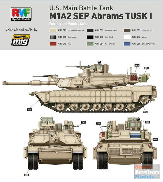 RFMRM5004 1:35 Rye Field Model M1A2 SEP Abrams TUSK I / TUSK II / M1A1 TUSK (3 in 1)