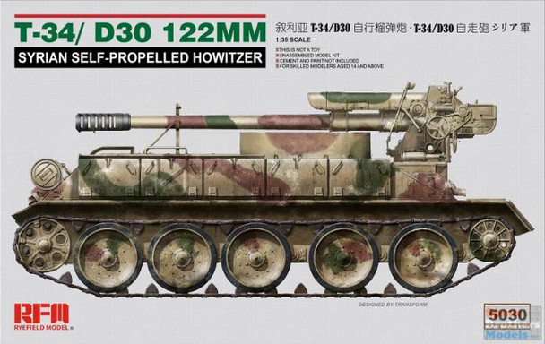 RFMRM5030 1:35 Rye Field Model T-34/D30 122mm Syrian Self-Propelled Howitzer