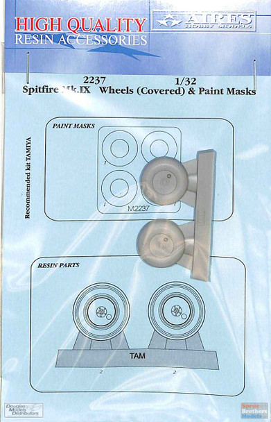 ARS2237 1:32 Aires Spitfire Mk.IX Wheels (Covered) & Paint Masks (TAM kit)