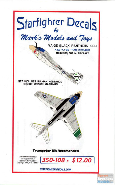 SFD350108S 1:350 Starfighter Decals -  A-6E KA-6D Intruder VA-35 Black Panthers 1980