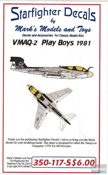 SFD350117S 1:350 Starfighter Decals -  EA-6B Prowler VMAQ-2 Play Boys 1981