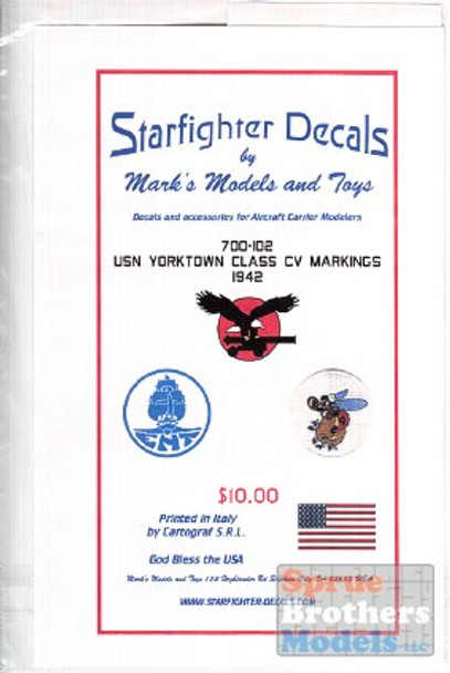 SFD700102 1:700 Starfighter Decals - USN Yorktown Class CV Markings 1942