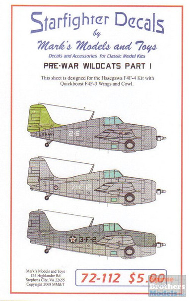 SFD72112 1:72 Starfighter Decals - Pre-war Wildcats Part 1 #72112
