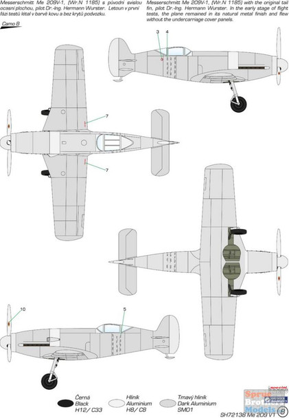 SPH72138 1:72 Special Hobby Messerschmitt Me 209V1