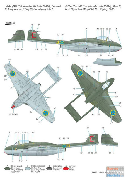 SPH72339 1:72 Special Hobby D.H. Vampire Mk.I 'The First Jet Guardians of Neutrality'