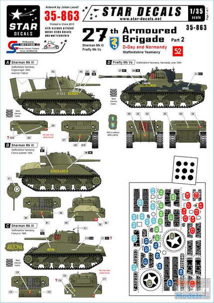 SRD35863 1:35 Star Decals - 27th Armoured Brigade D-Day & Normandy Part 2