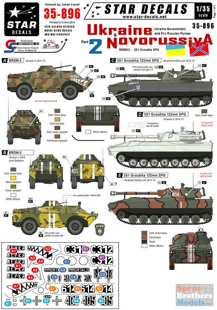 SRD35896 1:35 Star Decals - Ukraine & Novorussian Part 2 BRDM-2 / 2S1