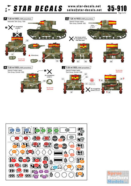 SRD35910 1:35 Star Decals - Spanish Civil War Pt 1 Nationalist T-26 Tanks