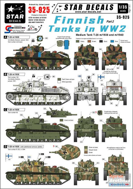 SRD35925 1:35 Star Decals - Finnish Tanks in WW2 Part 2