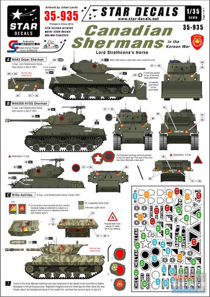 SRD35935 1:35 Star Decals - Canadian Shermans in the Korean War