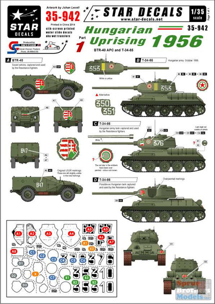 SRD35942 1:35 Star Decals - Hungarian Uprising 1956 Part 1