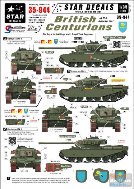 SRD35944 1:35 Star Decals - British Centurions in the Korean War