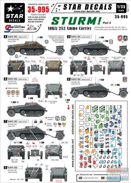 SRD35995 1:35 Star Decals - STURM! Part 5 Sd.Kfz.252 Ammo Carrier