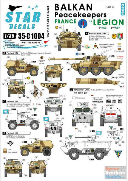 SRD35C1004 1:35 Star Decals - Balkan Peacekeepers Part 3 France La Legion