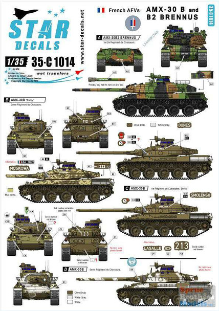 SRD35C1014 1:35 Star Decals - French AMX-30B and B2 Brennus