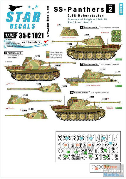 SRD35C1021 1:35 Star Decals - SS-Panthers Part 2 9.SS-Hohenstaufen France/Belgium 1944-45