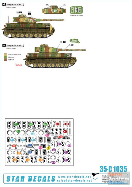 SRD35C1035 1:35 Star Decals - Panzer Pz.Kpfw.IV Ausf J Late Production