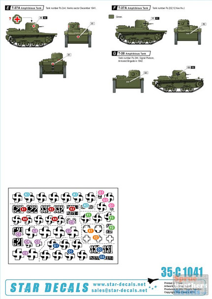 SRD35C1041 1:35 Star Decals - Finnish Tanks in WW2 KV-1 m1942 KV-1E T-37A T-38