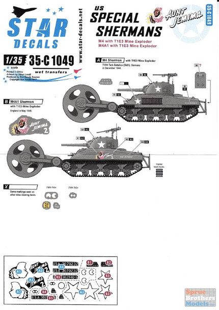 SRD35C1049 1:35 Star Decals - US Special Shermans
