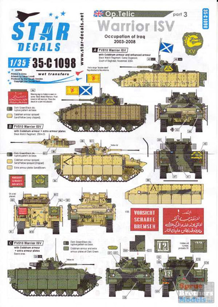 SRD35C1098 1:35 Star Decals - Operation Telic Part 3: Warrior ISV