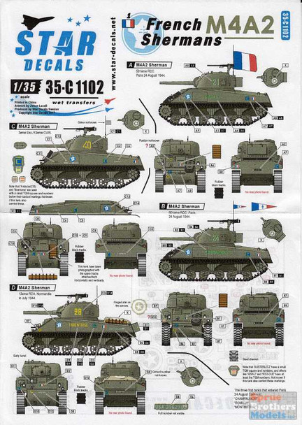 SRD35C1102 1:35 Star Decals French Shermans Part 1: M4A2