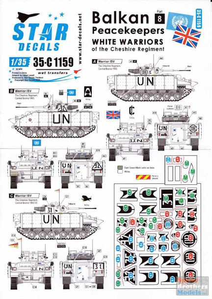 SRD35C1159 1:35 Star Decals - Balkan Peacekeepers #8: White Warriors of the Cheshire Regiment in Bosnia