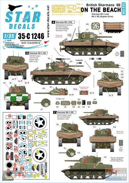 SRD35C1246 1:35 Star Decals 75th D-Day Special: British Shermans on the Beach