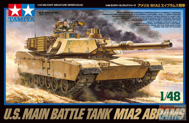 TAM32592 1:48 Tamiya M1A2 Abrams US Main Battle Tank