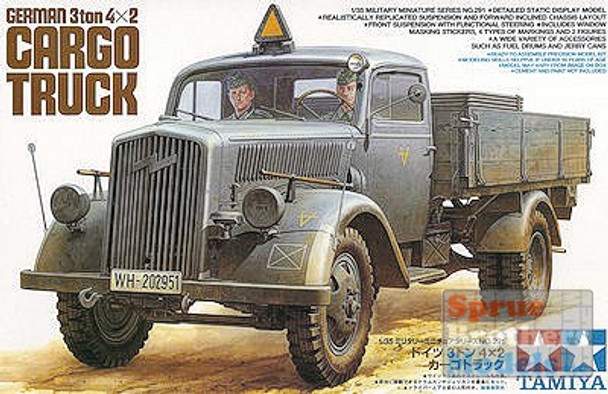 TAM35291 1:35 Tamiya German 3 ton 4x2 Cargo Truck Opel Blitz #35291