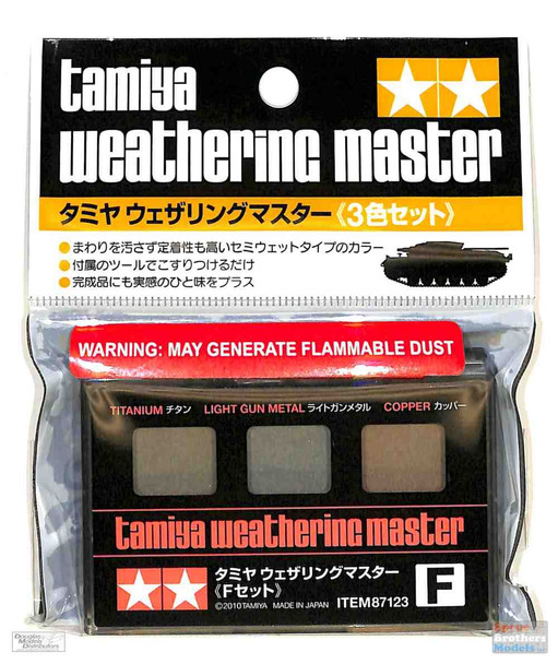 TAM87123 Tamiya Weathering Master F Set - Titanium, Light Gun Metal, and Copper