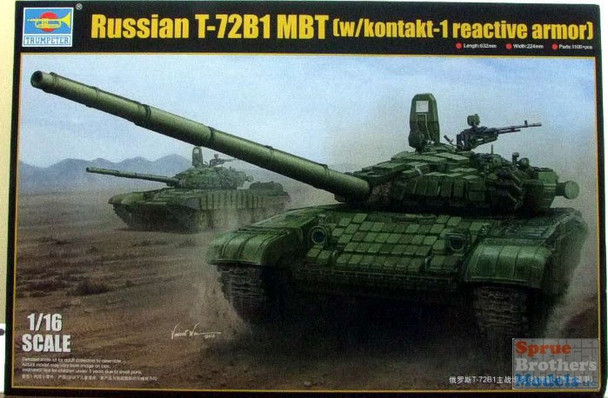 TRP00925 1:16 Trumpeter Russian T-72B1 Main Battle Tank (with kontakt-1 reactive armor)