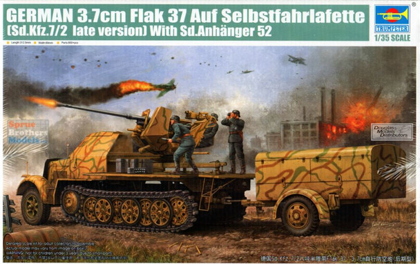 TRP01526 1:35 Trumpeter German 3.7cm Flak 37 on Sd.Kfz.7/2 8-Ton Late Variant Halftrack