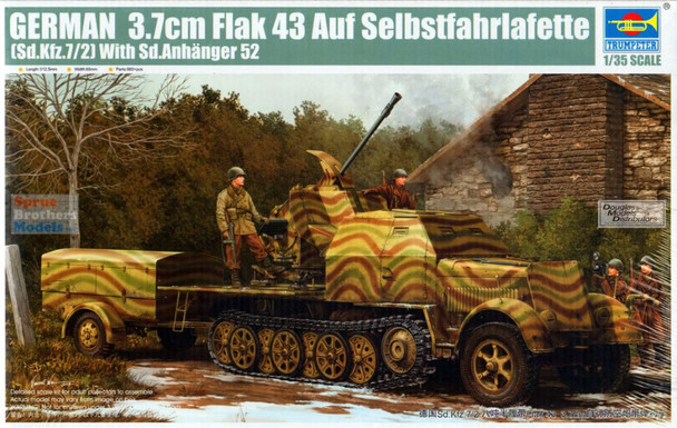 TRP01527 1:35 Trumpeter German 3.7cm Flak 43 on Sd.kfz.7/2 8-Ton Halftrack