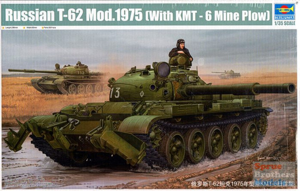 TRP01550 1:35 Trumpeter Russian T-62 Mod 1975 (with KMT-6 Mine Plow)