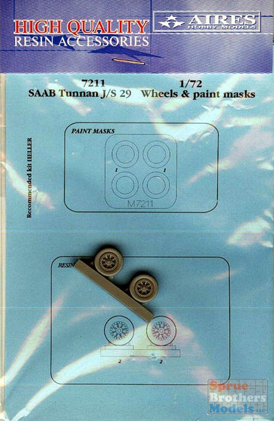 ARS7211 1:72 Aires SAAB Tunnan J/S 29 Wheel & Paint Mask Set (HEL kit) #7211