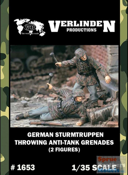 VERN1653 1:35 Verlinden German Sturmtruppen Throwing Anti-Tank Grenades Figure Set (2 figures)